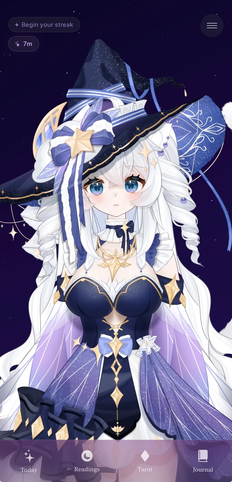 Zodiara, mid-conversation on the home screen